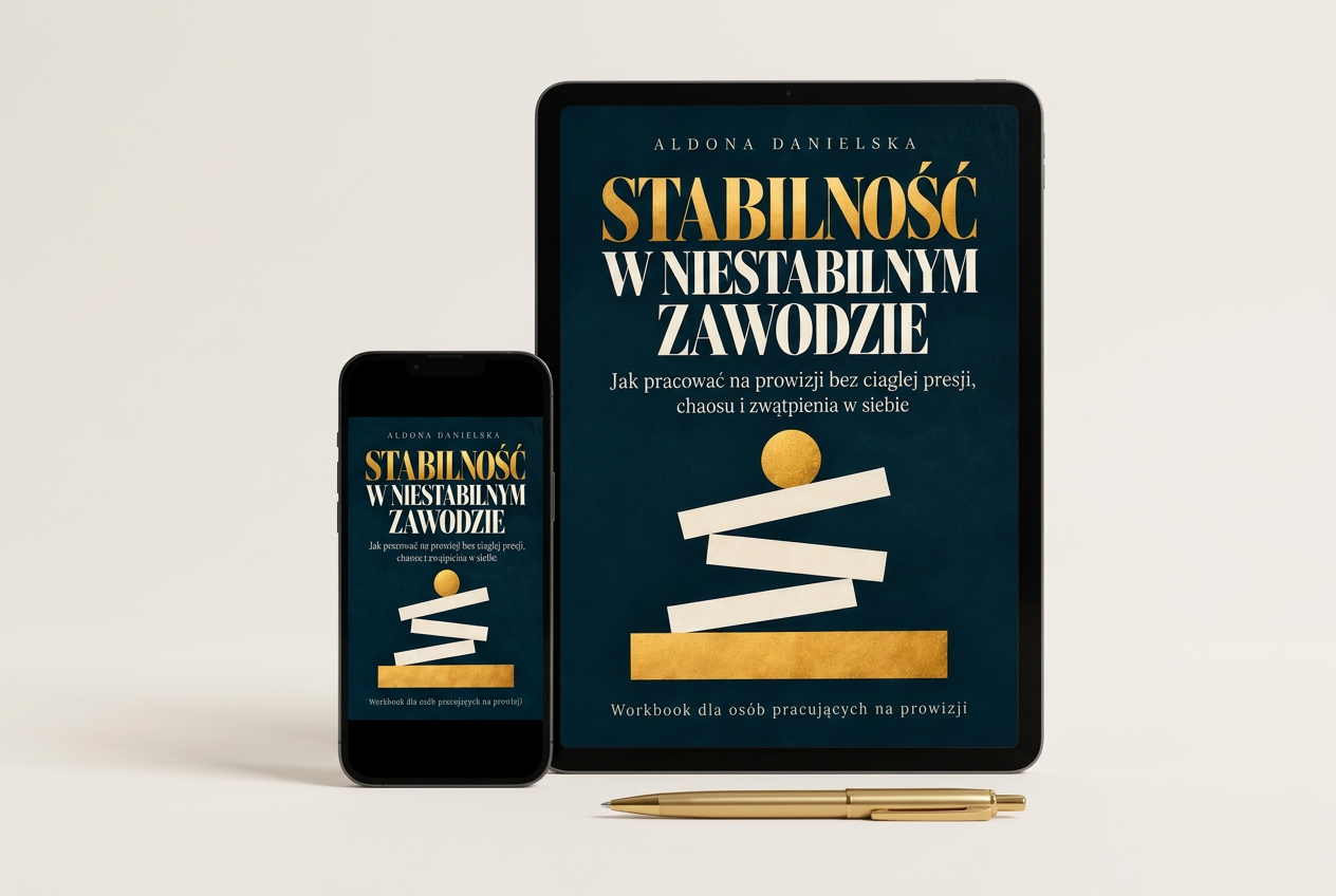 Mockup e-booka Aldony Danielskiej na tablecie i telefonie
